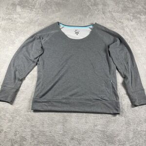 Nike Women's Gray Dri-FIT Pullover Athletic Crewneck Long Sleeve Shirt Size L